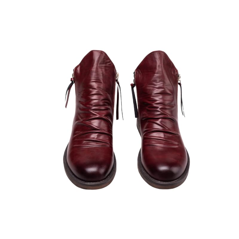 Men's cowboy boots - men's western boots, non-slip square toe low-top ankle boots, durable and stylish retro classic short boots, suitable for spring and autumn seasons