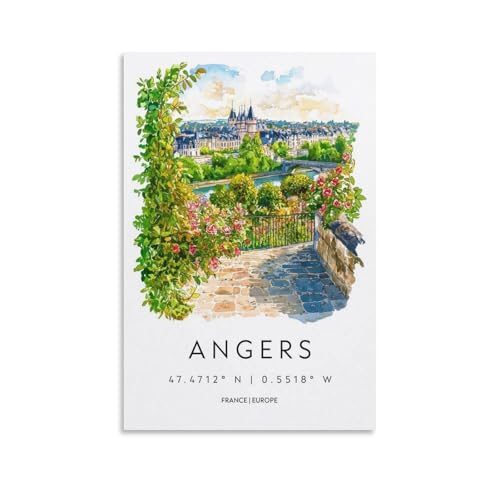 Impression sur toile de peintures à l'aquarelle Angers - Vue