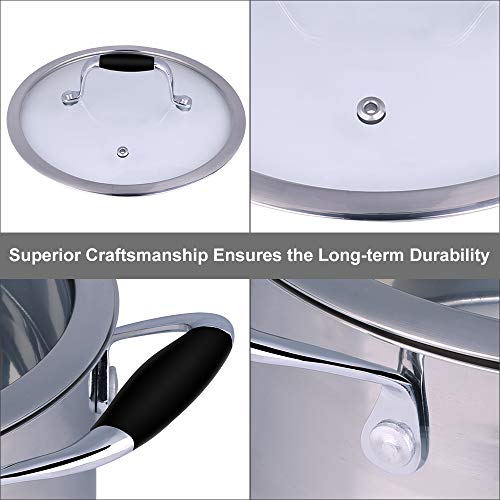 ECPURCHASE Stock Pot Stockpots, Stainless Steel Pot Soup Pots with Lids, Dishwasher Safe Cooking Pot for Home use and Restaurant, 3.8 Quart/ 3.6 L