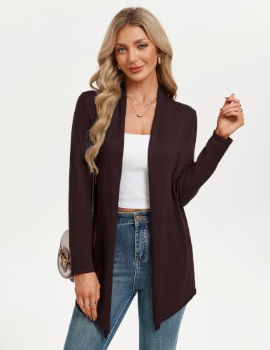 GRACE KARIN Women's Long Sleeve Open-Front Cardigan Sweater Cardigan for Women Lightweight Trendy Blazers(Coffee,x-Large) — view 2