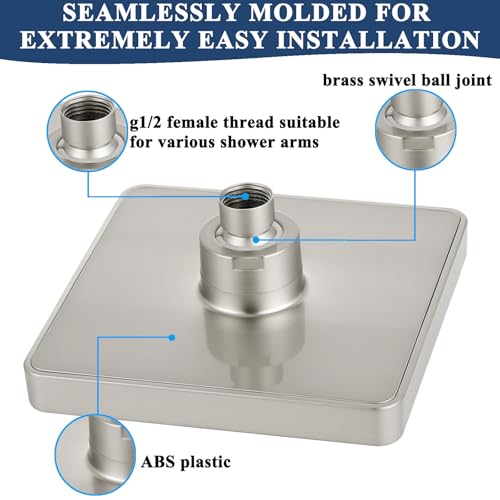 Eolax EL630BN High Pressure Rainfall Showerhead, 6-Inch Square Fixed Showerhead thumb #1
