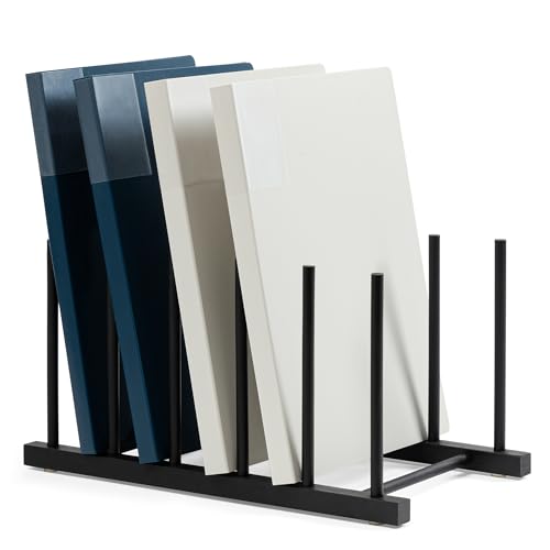 HBlife Black Desk File Organizer 5 Section Vertical File Sorter, 1 Pack Bamboo Binder & Folder Holder for Home, Office & School