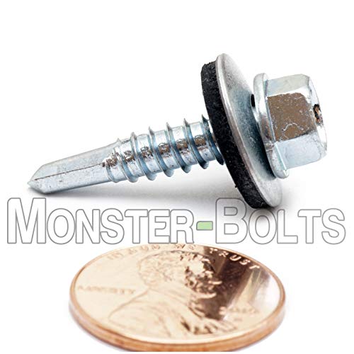 #12 x 1 pulg Tornillo autoperforante hexagonal con sello EPDM miniatura 3