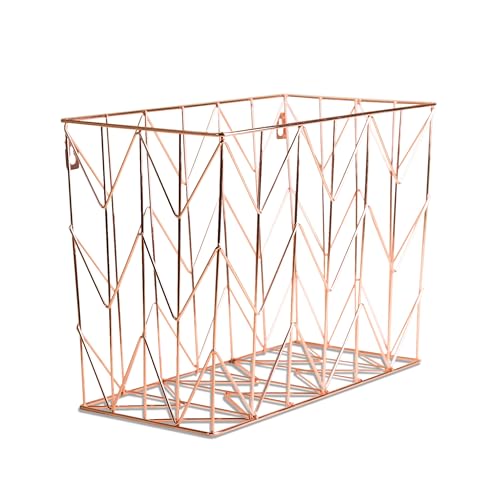 U Brands Hanging File Desk Organizer, Wire Metal, Copper/Rose Gol...