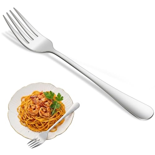 12-Piece Dinner Forks Set Stainless Steel 8 Inches Silverware Main Forks Set Mirror Polishing Table Fork for Kitchen and Restaurant Dishwasher Safe Fork
