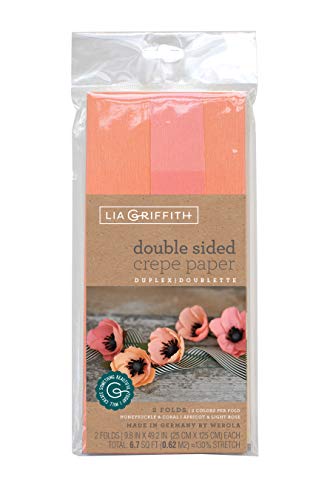 Lia Griffith Double Sided Crepe Paper Folds Roll, 6.7-Square Feet, Honeysuckle And Coral, Apricot And Light Rose #TOP4