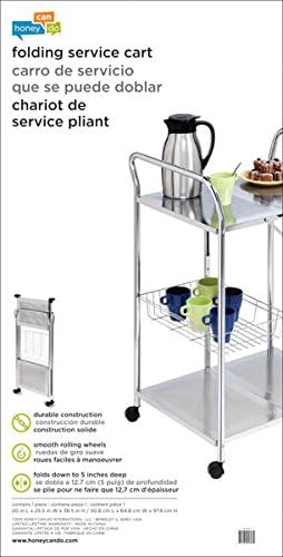 Miniatura 4 de Honey-Can-Do CRT-01703 Carrito plegable de lujo, cromado, 2 niveles
