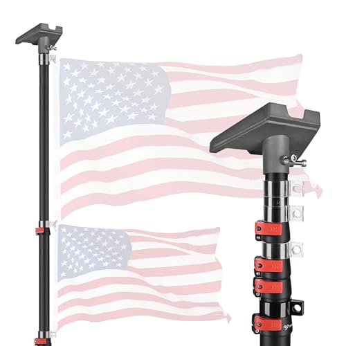 Yescom EZ GO Starlink Gen 3 Ground Pole Mount Kit with Pipe Adapter 14FT Telescopic Starlink Aluminum Flagpole for Backyard Tailgate Outdoor RV Camping Black