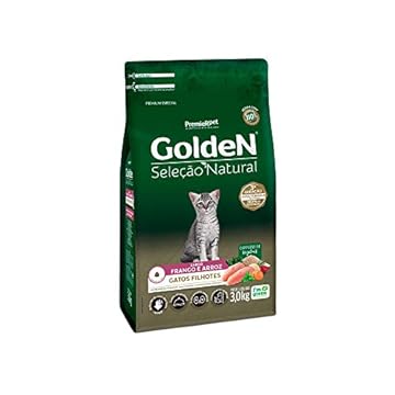 Premier Pet Ração Golden Seleção Natural para Gatos Filhotes Sabor Frango e Arroz, 3kg