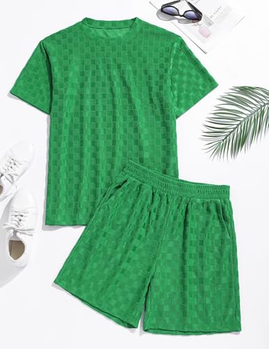 Image of ZAFUL Men's 2 Pieces Sets Outfits Summer Beach Set Short Sleeve Button Down Zip Up Shirt And Short Sets