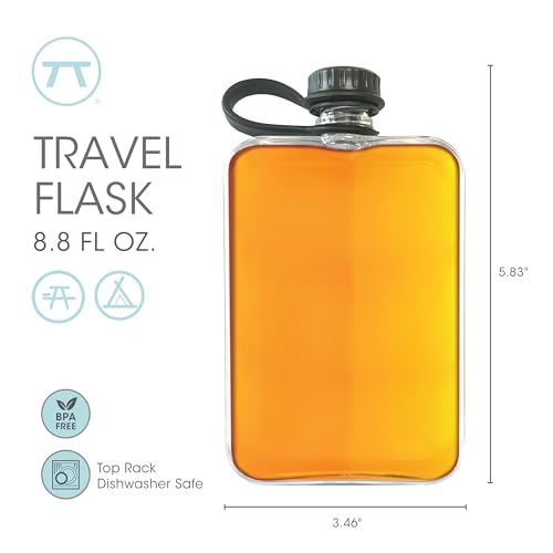 Outset Travel Flask, Clear Tritan Plastic Hidden Flask, 8.8 Ounce Capacity, BPA Free