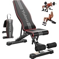 YOLEO 84-Position Adjustable Foldable Home Gym Weight Bench (Size: L)