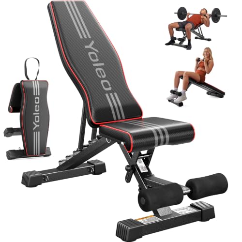 YOLEO Adjustable Weight Bench, ASTM-Certified 827LBS, 98% Pre-Assembled