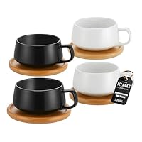 Set De 4 Tasses à Expresso Caossuixn - 100 Ml Avec Soucoupes Et Support En Acier, Design Empilable, Pour Café, Thé, Latte