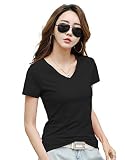 [コウエイストア] カットソー 半袖 Uネック&Vネック 2タイプ 綿Tシャツ レディース ブラック Lサイズ Y3087-b-bk-l