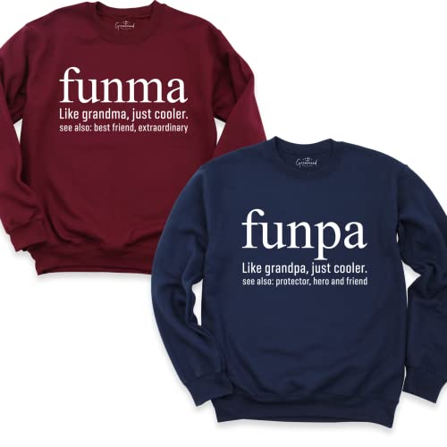 Grandma Sweatshirt, Grandpa Sweatshirt, Gifts for Grandparents, Funma and Funpa Funny Sweaters, Nana Papa Definition Saying Outfits, Matching Grandparent Shirt