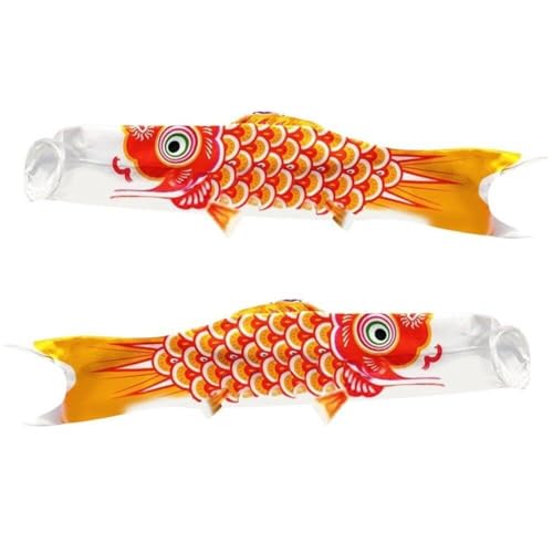 Tsffae 2 Pièces Carpe Japonaise Manche À Air Banderole Poisson Drapeau Cerf-Volant Japonais Koinobori Carpe Cerf-Volant Coloré Manche À Vent Carpe Chaussette À Vent Drapeau Suspendu Décor