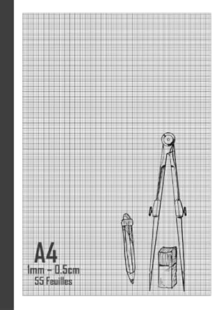 Papier Millimétré A4: Feuilles à Dessin 1mm - 5mm (1/2cm), 5 Carreaux ...