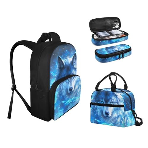 Kids Backpack Toddler Wolf Backpack for School Study Travel for Boys Pre-K Kindergarten Elementary Lightweight Book Bag Big Bookbag Kids 15" tall for Daycare2