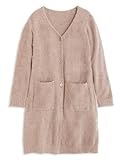 [ツーハッチ] ルームウェア ふわもこカーディガン 前開き ロングカーディガン フード付き ガウン パーカー 部屋着 あったか t11F Aタイプ(ロングカーディガン)/スモークピンク