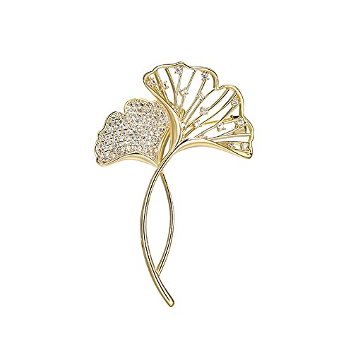 NAJING Broche Feuille De Ginkgo Femme Tempérament Haut De Gamme élégant Design Classique Boucle Ardillon Costume Accessoires De Corsage Cover