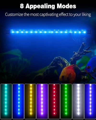 Image of Pawfly 4.2 W Aquarium LED Light 15.2 Inch Underwater Fish Tank Light with Timer Auto On /Off Fish Tank Background Lights with 8 Lighting Modes Submersible Multi-Colored Tube Lights for Decoration