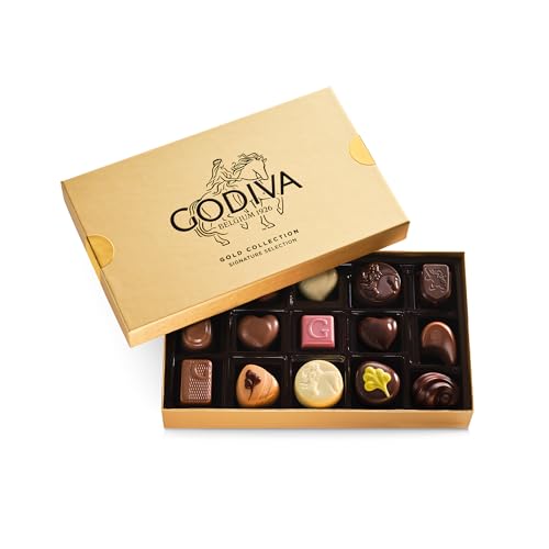 Godiva Gold Assorted Chocolate Gift Box, Belgian Dark and Milk Chocolates with Pralinés, Ganaches & Caramels, Gourmet Gift for Birthdays, Holidays, Non-GMO & Kosher, 15 Pc