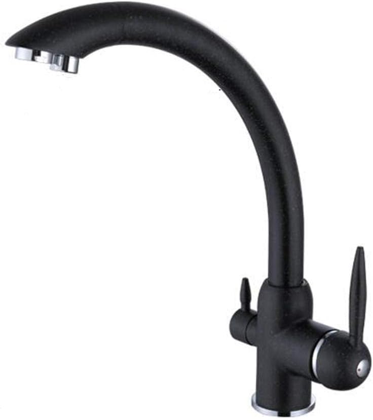 Robinet de cuisine 3 voies noir en laiton avec filtre et mitigeur chaud froid