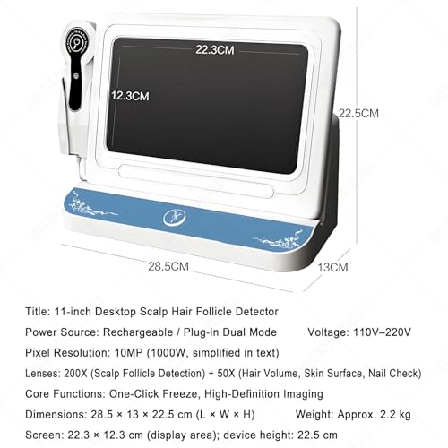 Analyseur de cheveux et diagnostic de peau HD 10 MP avec mallette - 6