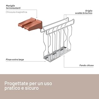 Imetec Grantoast - Tostapane 2 Fette XL con Pinze Apribili per Toast Farciti - 7 Livelli Doratura, Facile Pulizia, Display LED, Griglia Scalda Brioche, Pizzette e Focacce, Timer Digitale, Acciaio Inox