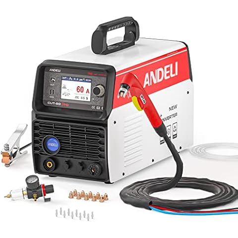 ANDELI Plasma Cutter,50A Non Touch Digital Display Plasma Cutter Machine,220/380V Power Pilot Arc Plasma Cutting Equipment with 2T/4T,1.1 Inch Clean Cut Cover
