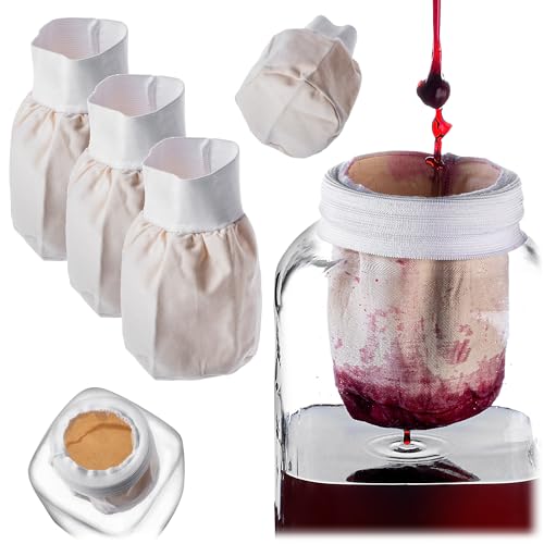 KADAX 3 sacchetti filtranti da 1 l, per filtrare succo, liquore, vino e latte di noci, sacchetto di pressa, sacchetto per latte di noci, panno con elastico, panno per spremere, panno filtrante