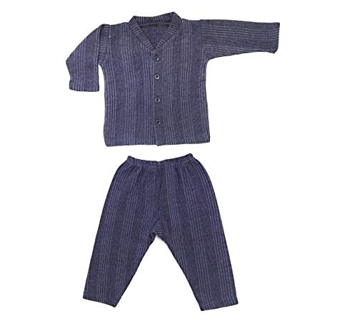 Image of TANGY Kids Thermal Set Front Open Inner Winter Wear Top & Pyjama Body Warmer for New Born Infants Baby Boys & Baby Girls in Dark Color
