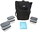 Fit & Fresh JAXX Black Quilted BACKPACK, Stylish Fitpak Meal Prep Set with Portion Control Containers, Ice Pack and Vitamin Case, Black