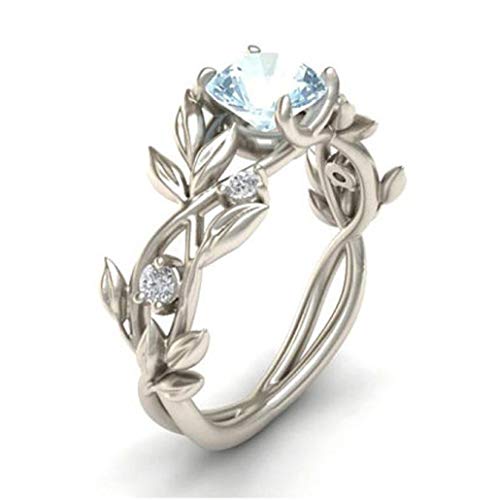 WensLTD Clearance! 2-in-1 Womens Vintage White Diamond Silver Engagement Wedding Band Ring Set (#11, Silver-6)