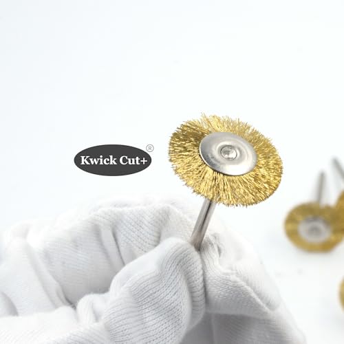 Image of Mini Brass Wire Brush Wheel Dia 25mm Shank 3mm 5 pcs Shank for Drill & Rotary Tool - Rust Removal, Metal Polishing, Cleaning - Compatible with Dremel Tools