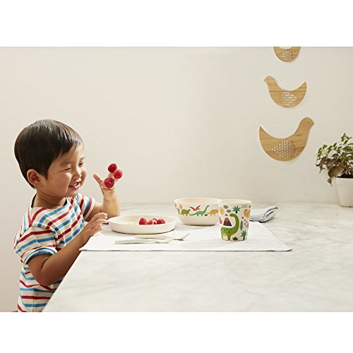 Petit Collage Dinosaurs Bamboo 5-Piece Toddler Dinnerware Set, Includes A Kid’s Plate, Bowl For Kids, Kid’s Cup And Kid’s Silverware Set – Hot & Cold Foods/Liquids – Bamboo Dinnerware Set For Ages 3+ #TOP1