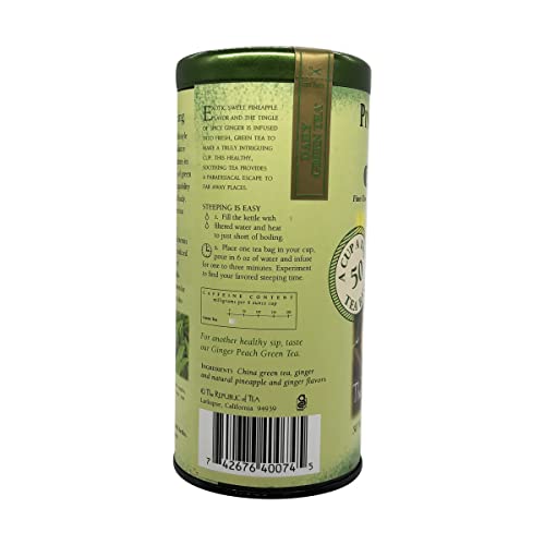 The Republic Of Tea – Pineapple Ginger Daily Green Tea, 50 Tea Bag Tin #TOP2