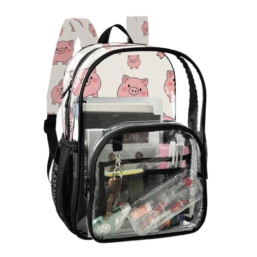 Women Clear Backpack Cute Cute Cartoon Pink Pigs Beige Kids Backpack Boys Girls Approved Shoulder Bag2