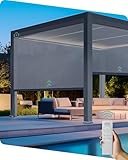 Yoolax Motorized Shade 10Ft for Louvered Pergola, Sun Screen with Remote Control