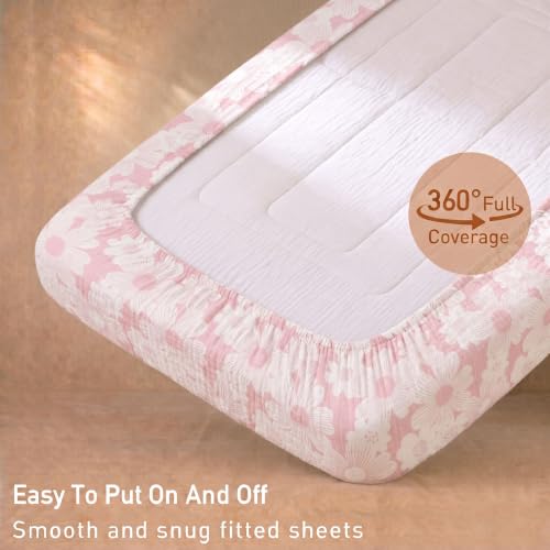 Image of Gllquen Baby 3-Pack Muslin Cotton Bassinet Sheets, 33 inchx20 inch Bedside Sleeper