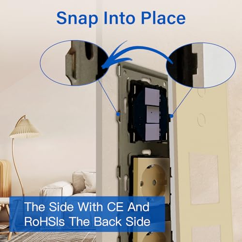 BSEED Touch Lichtschalter mit Schuko Steckdose mit LED Anzeiger 2 Fach 2 Wege Glas Lichtschalter mit Doppelt Wandsteckdosen Golden 228mm