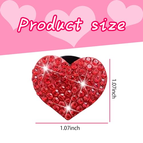 Image of 4 PCS Bling Car Air Conditioner Air Outlet Decoration, Diamond Studded Shiny Heart-Shaped Clip, Cute Charm Interior Aesthetic Ornaments for Women, Universal Car Interior Accessories (Red)