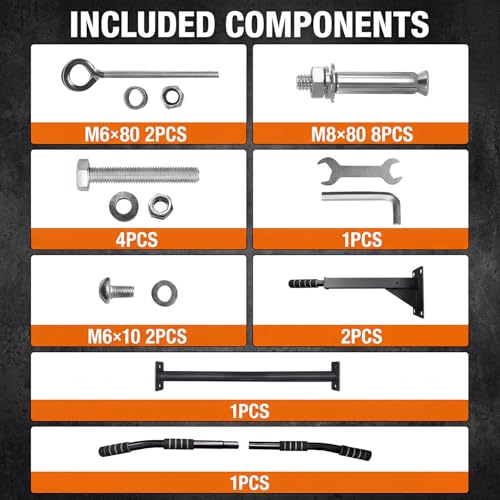 Image of Pull Up Bar Wall Mounted - Multifunctional Wall Mounted Pull Up Bar for Home Gym