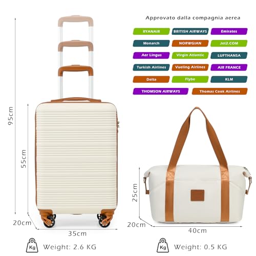 COOLIFE Ryanair Valigia Bagaglio a mano,Set di Valigie,Trolley,Valigia da cabina 55×35×20 e zaino da imbarco 20L(40×25×20cm) Chiusura a combinazione laterale con TSA
