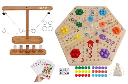 Wooden Wahoo Marble Board Game (20 INCH), Double-Sided, for 2-6