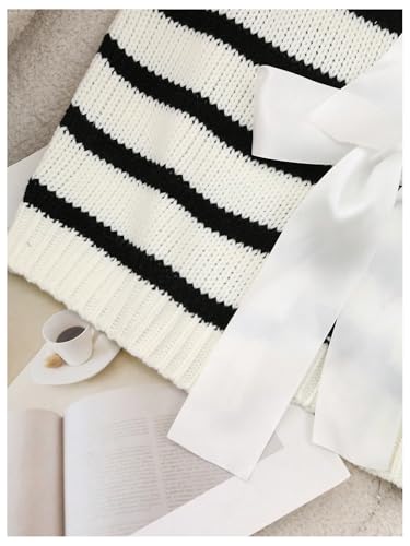 Image of GORGLITTER Women's Tie Back Cropped Sweater Vest Bow Sleeveless Knit Tank Tops Trendy Cute Cardigan Dressy Casual Outfits