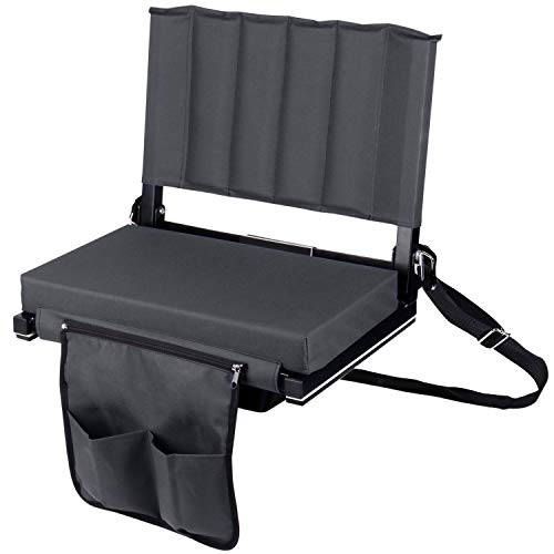 Leader Accessories Wide Padded Folding Stadium Chair/Stadium Seat for Bleacher,Black