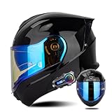 SOMAN-965 Bluetooth フルフェイスヘルメット バイクヘルメット メンズ レディース ブルートゥース付きオートバイフリップアップヘルメット ライダー装備 カーボンマットブラック スピーカー付き Bluetooth対応メガネ装着可能 男女兼用 日焼け止め 内装 洗濯可 耐衝撃 大サイズ（頭囲55-66cm） (XL,B19)