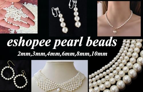 eshoppee 200 gm Pearl Plastic Beads Set of 6 for Jewellery Making kit Art and Crafts Materials for Necklace Bracelet Earring Making Materials DIY kit (3)